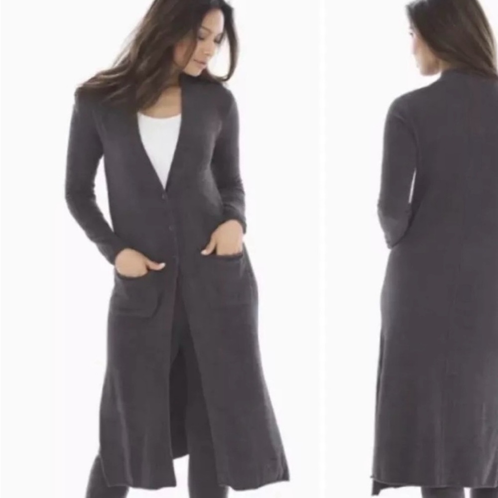 Barefoot Dreams CozyChic Ultra Lite Dark Grey Long Duster Cardigan